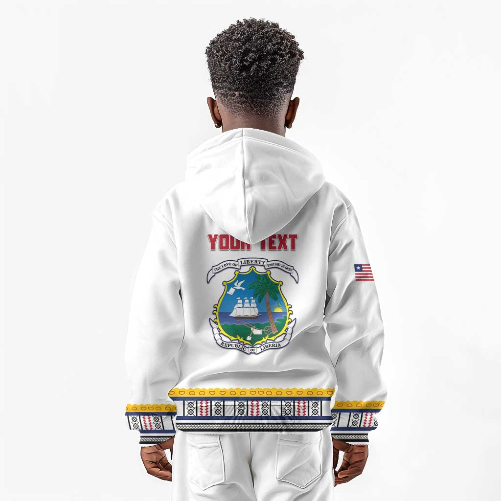 Personalized Liberia White Dashiki Kid Hoodie - African Pride