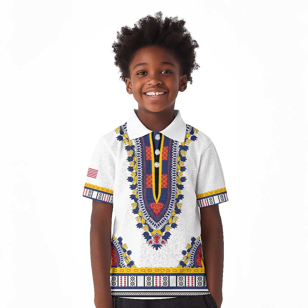 Personalized Liberia White Dashiki Kid Polo Shirt - African Pride