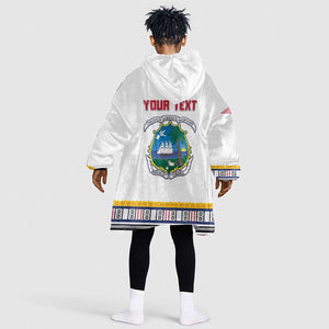 Personalized Liberia White Dashiki Kid Wearable Blanket Hoodie - African Pride