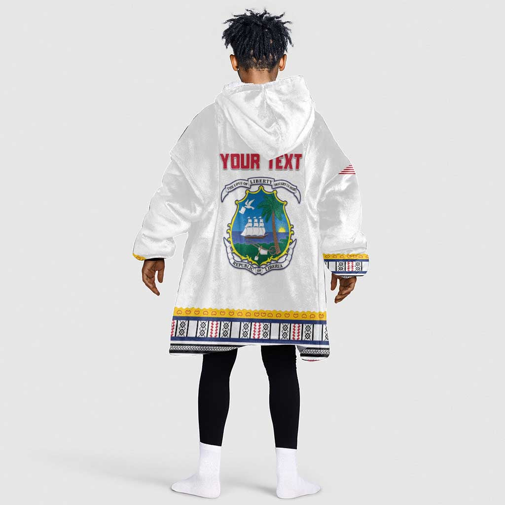 Personalized Liberia White Dashiki Kid Wearable Blanket Hoodie - African Pride
