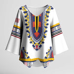 Personalized Liberia Dashiki Kimono Sleeve Blouse White Color
