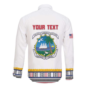 Personalized Liberia White Dashiki Long Sleeve Button Shirt - African Pride