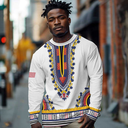 Personalized Liberia White Dashiki Long Sleeve Shirt - African Pride