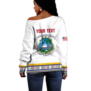 Personalized Liberia White Dashiki Off Shoulder Sweater - African Pride