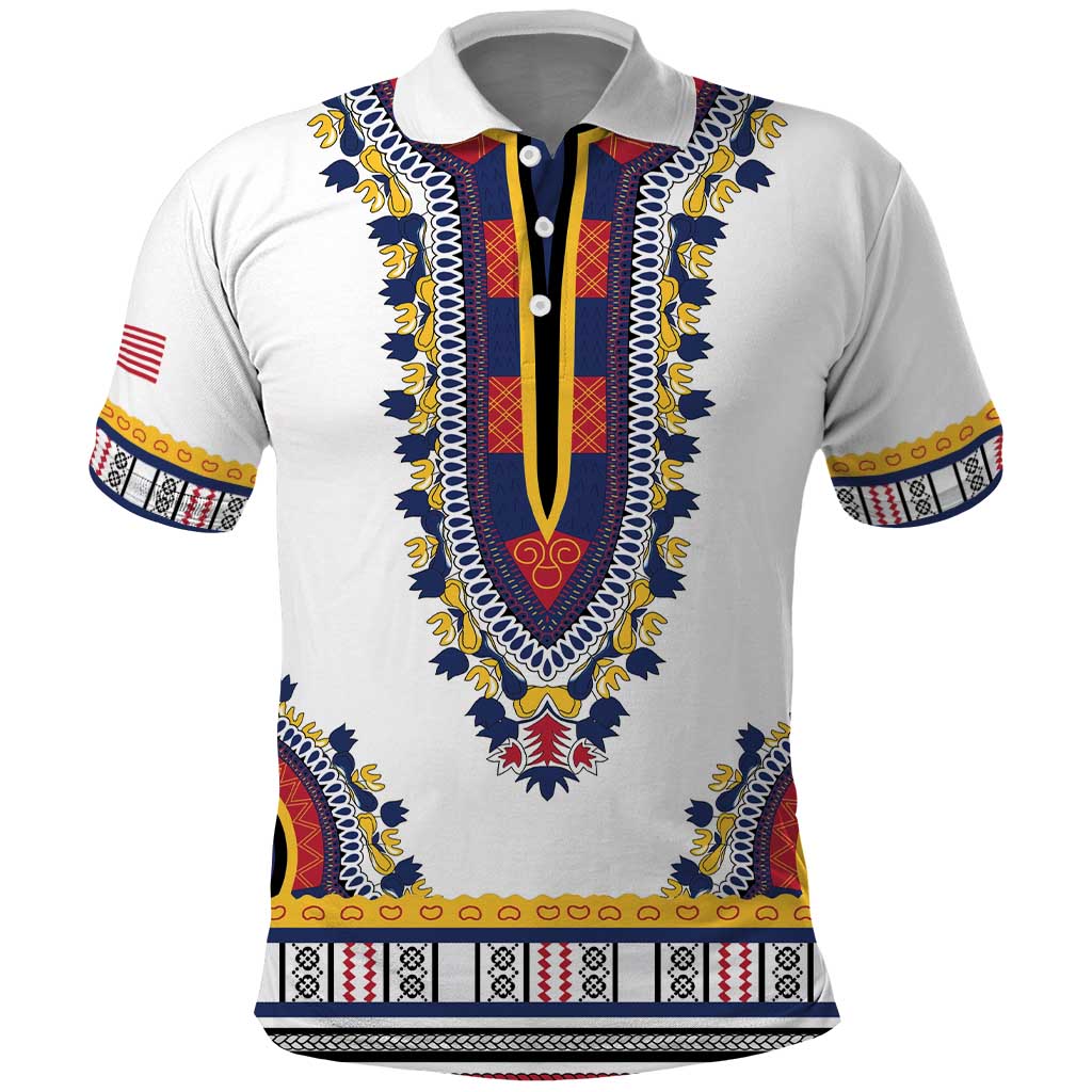Personalized Liberia White Dashiki Polo Shirt - African Pride