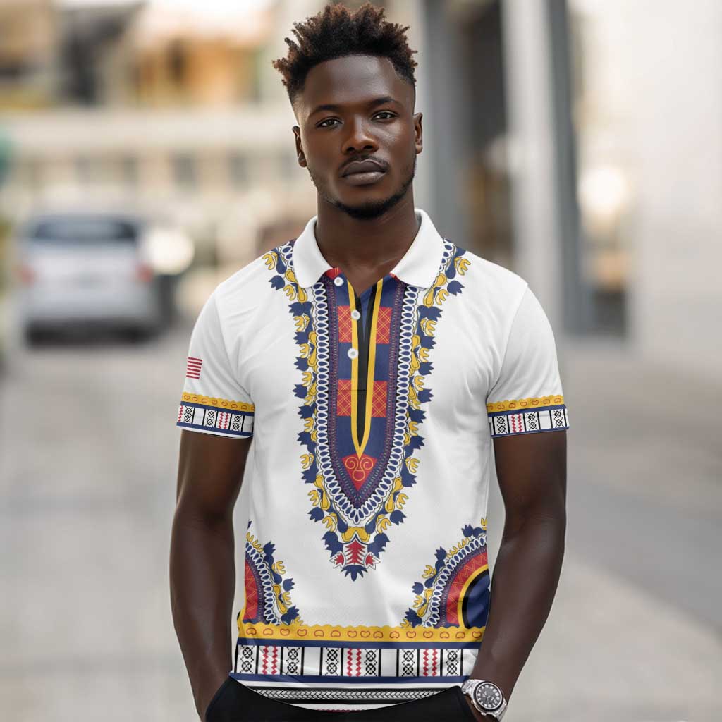 Personalized Liberia White Dashiki Polo Shirt - African Pride