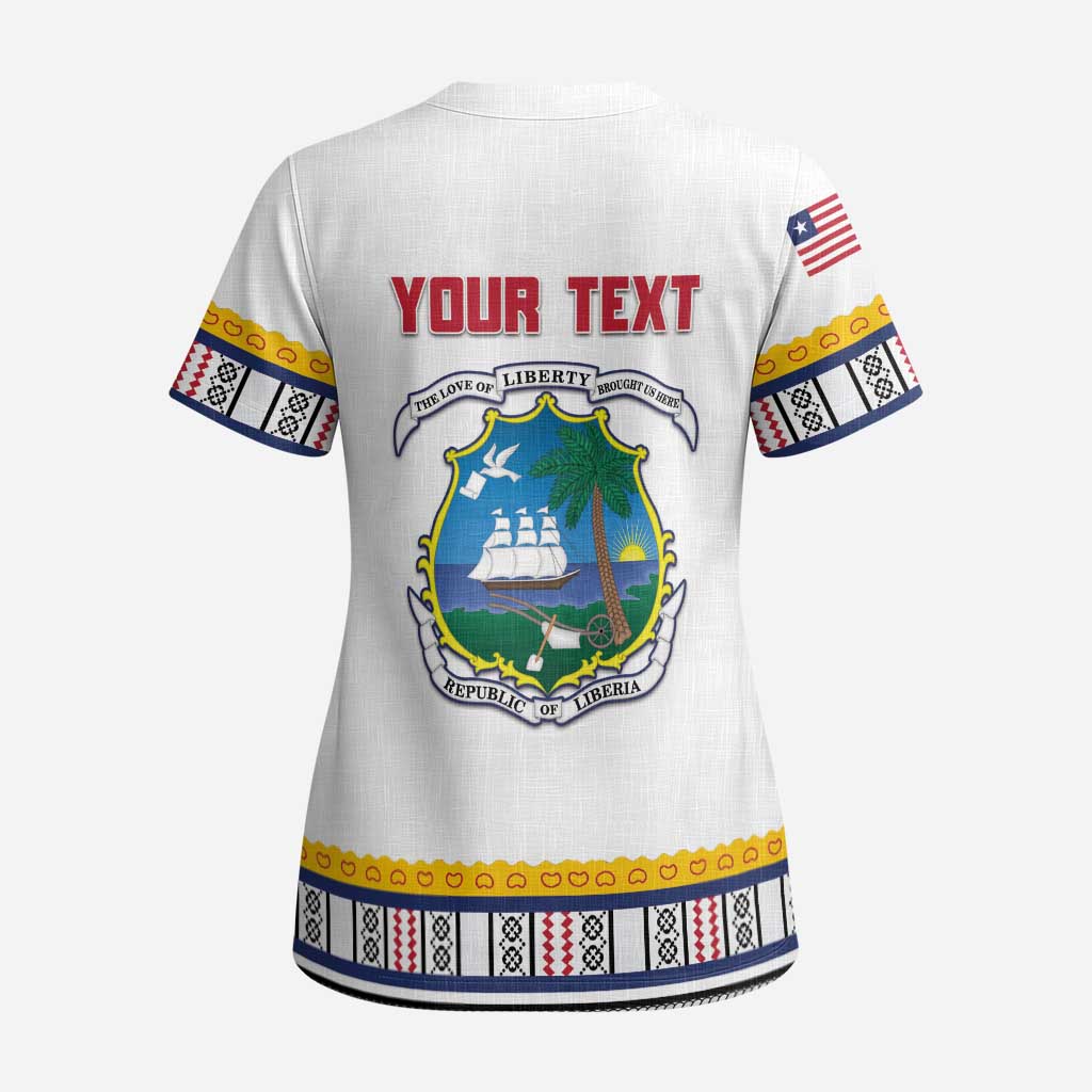 Personalized Liberia Dashiki Scrub Top White Color - African Pride