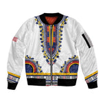 Personalized Liberia White Dashiki Sleeve Zip Bomber Jacket - African Pride