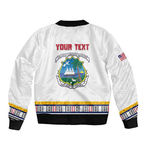 Personalized Liberia White Dashiki Sleeve Zip Bomber Jacket - African Pride