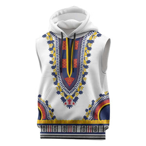 Personalized Liberia White Dashiki Sleeveless Hoodie - African Pride