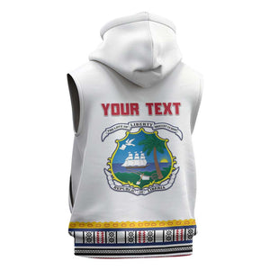 Personalized Liberia White Dashiki Sleeveless Hoodie - African Pride