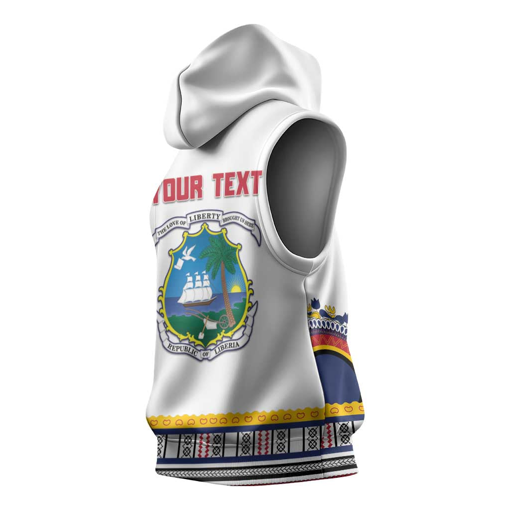 Personalized Liberia White Dashiki Sleeveless Hoodie - African Pride