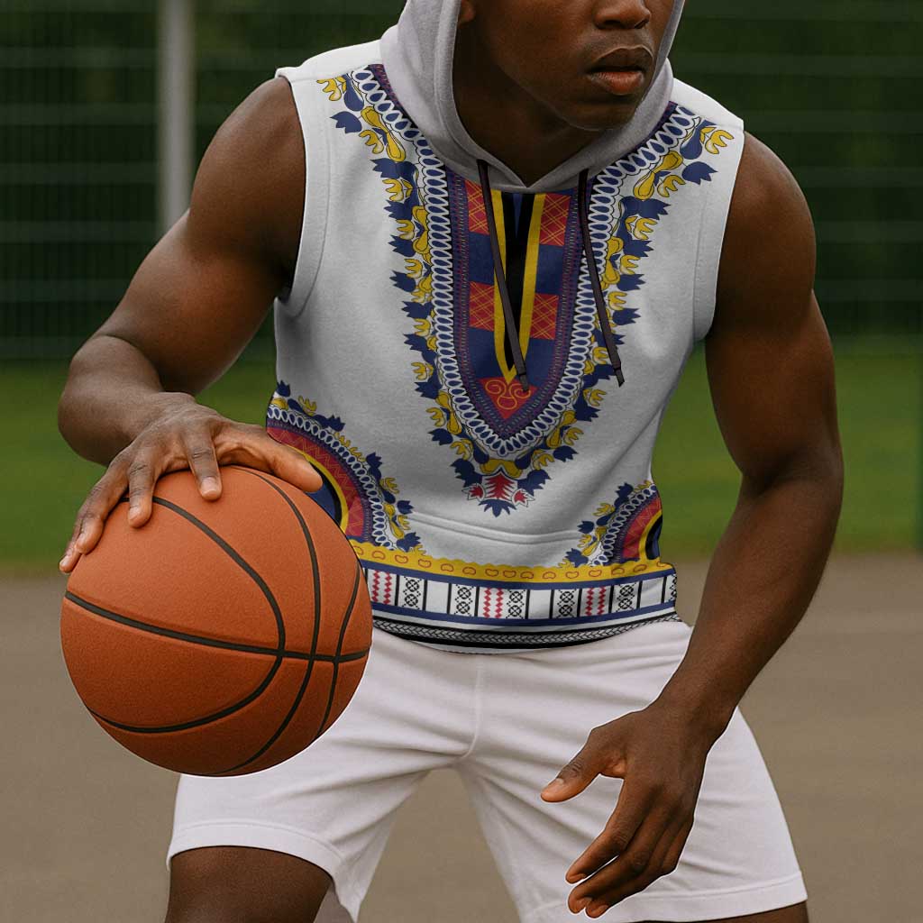 Personalized Liberia White Dashiki Sleeveless Hoodie - African Pride