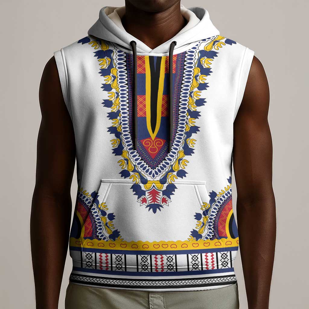 Personalized Liberia White Dashiki Sleeveless Hoodie - African Pride