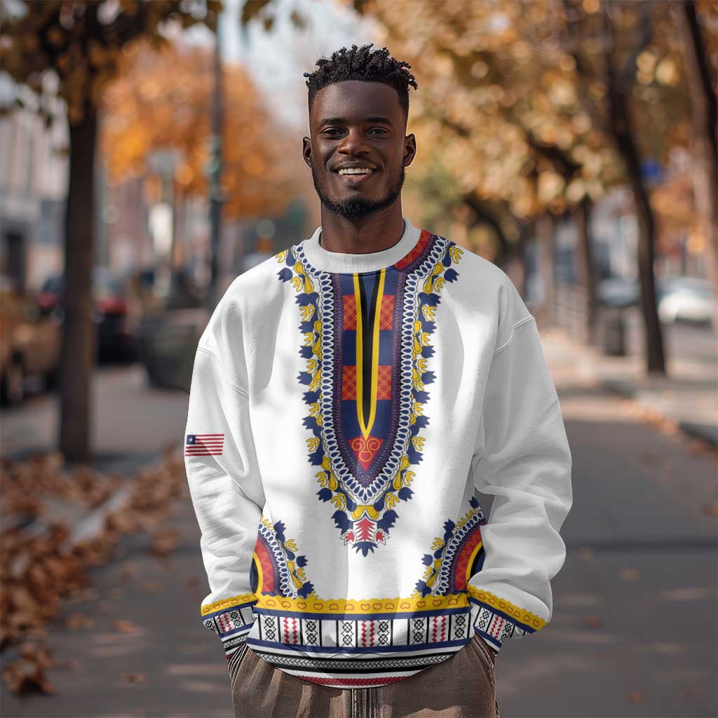 Personalized Liberia White Dashiki Sweatshirt - African Pride