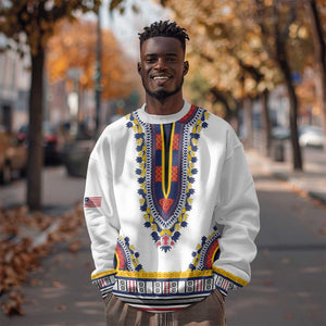 Personalized Liberia White Dashiki Sweatshirt - African Pride