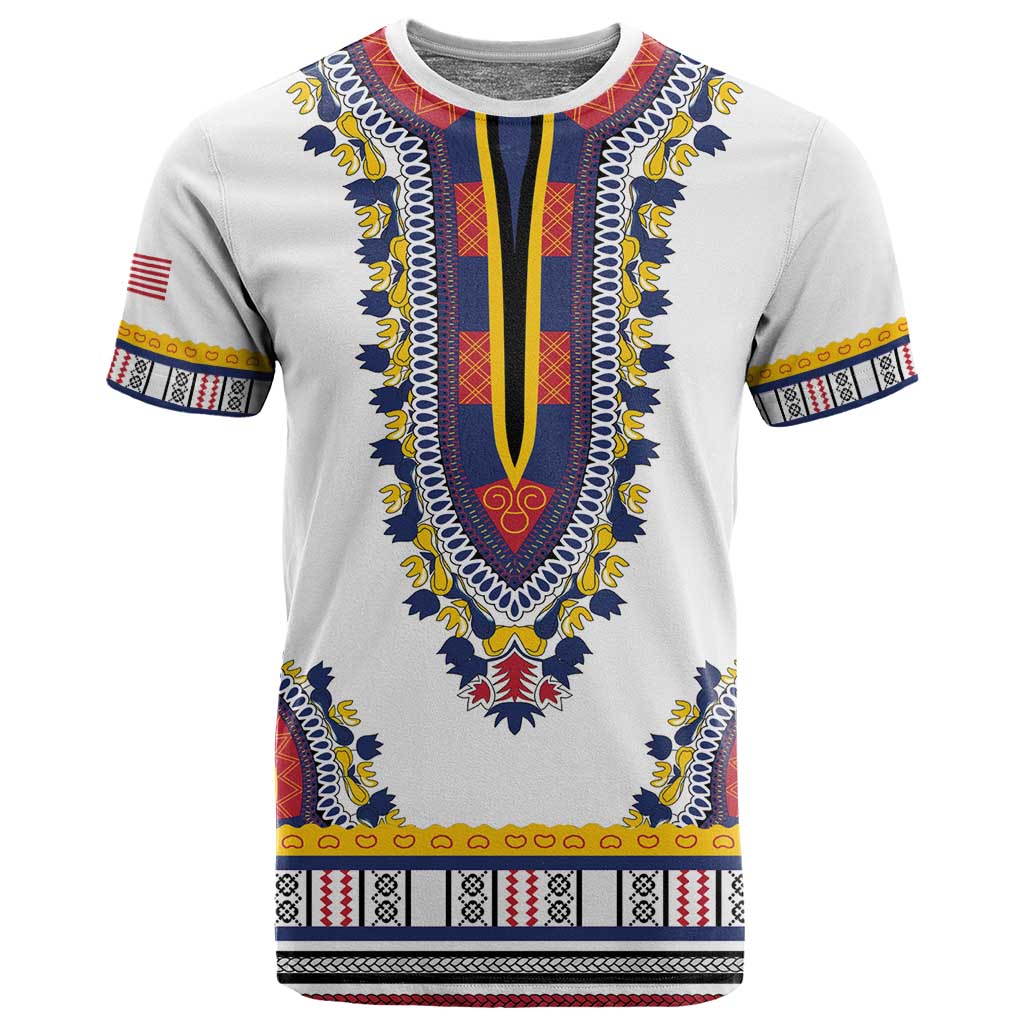 Personalized Liberia White Dashiki T shirt - African Pride