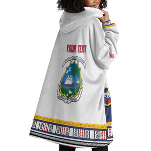 Personalized Liberia White Dashiki Wearable Blanket Hoodie - African Pride