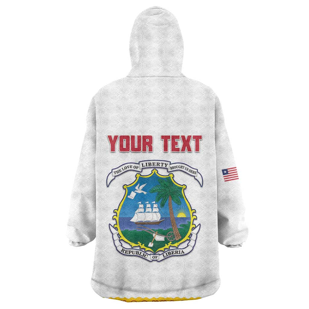 Personalized Liberia White Dashiki Wearable Blanket Hoodie - African Pride
