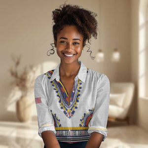 Personalized Liberia White Dashiki Women Casual Shirt - African Pride