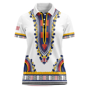 Personalized Liberia White Dashiki Women Polo Shirt - African Pride