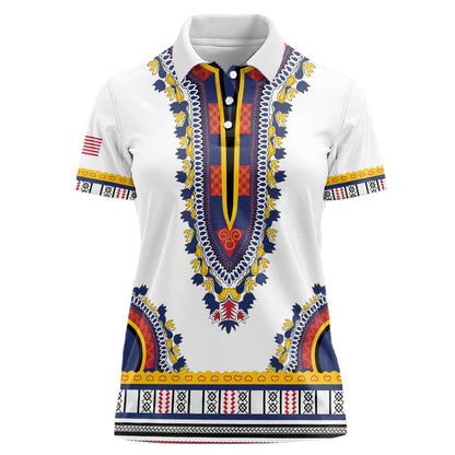 Personalized Liberia White Dashiki Women Polo Shirt - African Pride
