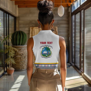 Personalized Liberia White Dashiki Women Sleeveless Polo Shirt - African Pride