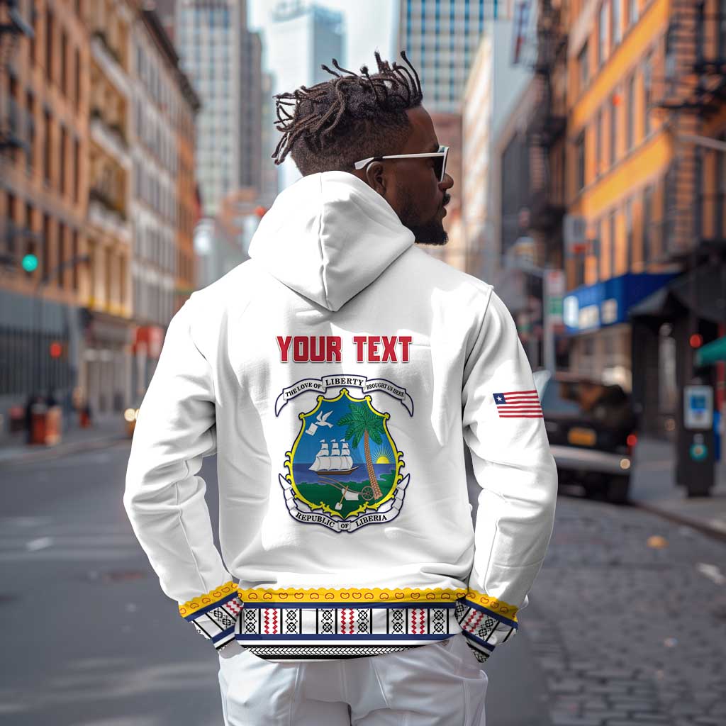 Personalized Liberia White Dashiki Zip Hoodie - African Pride