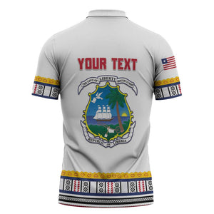 Personalized Liberia Dashiki Zipper Polo Shirt White Color