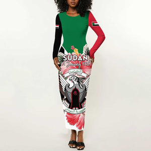 Personalized Afro Sudan Long Sleeve Bodycon Dress Happy Independence Day LT15