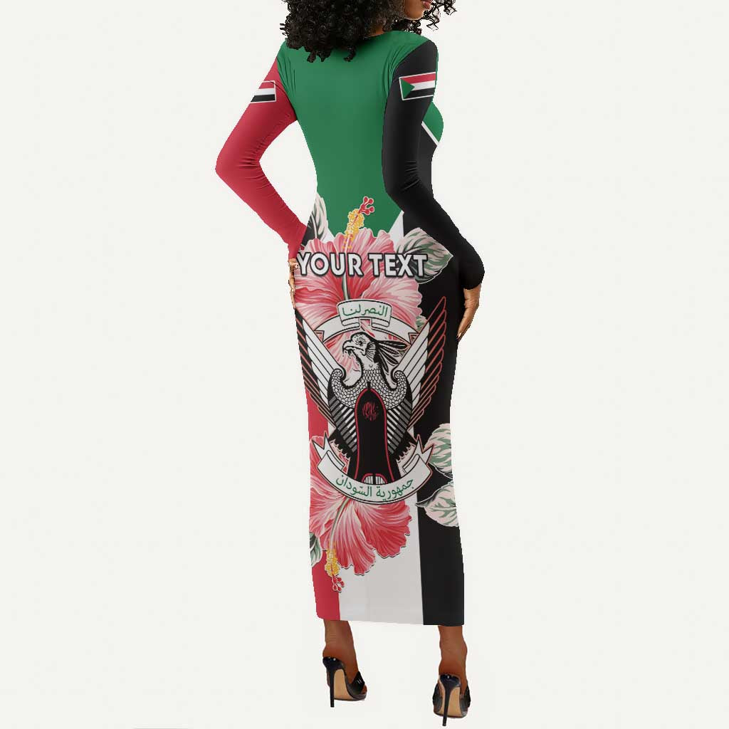 Personalized Afro Sudan Long Sleeve Bodycon Dress Happy Independence Day LT15