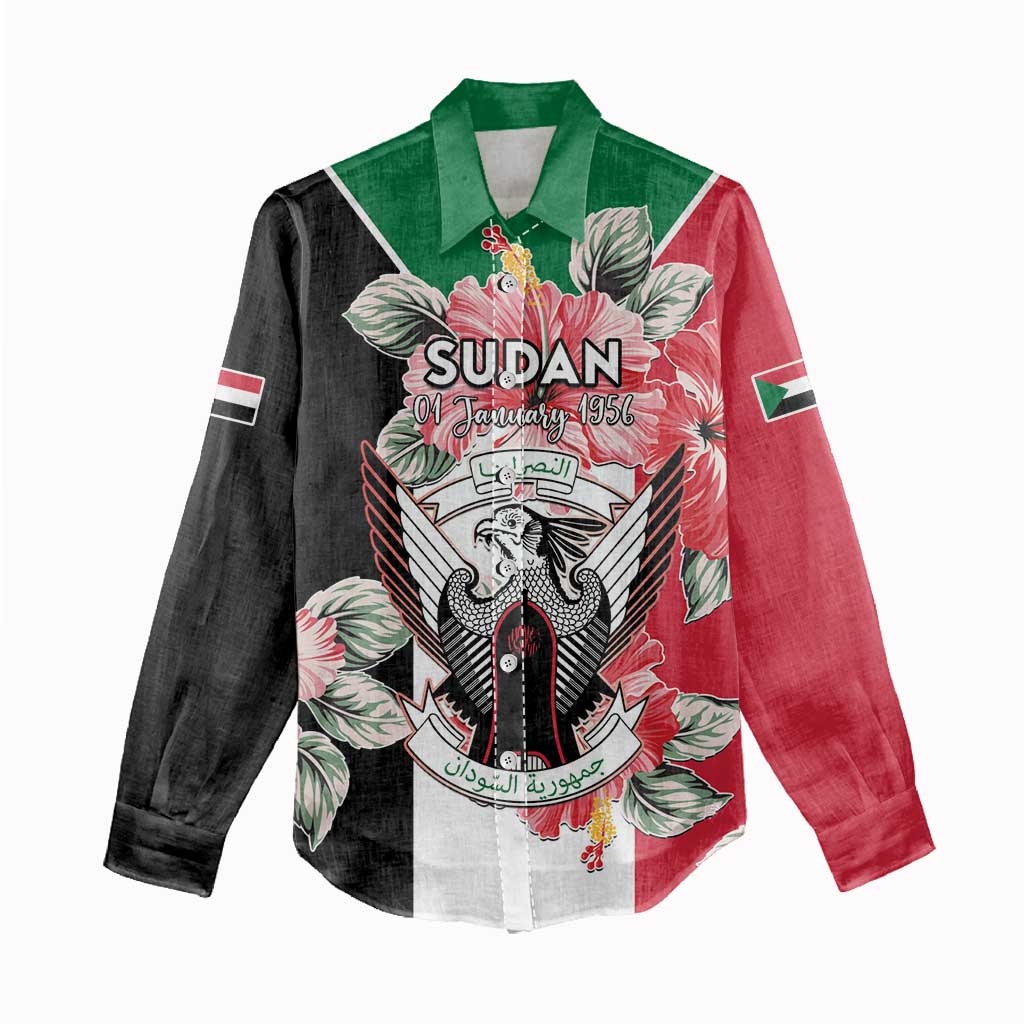 Personalized Afro Sudan Women Casual Shirt Happy Independence Day LT15