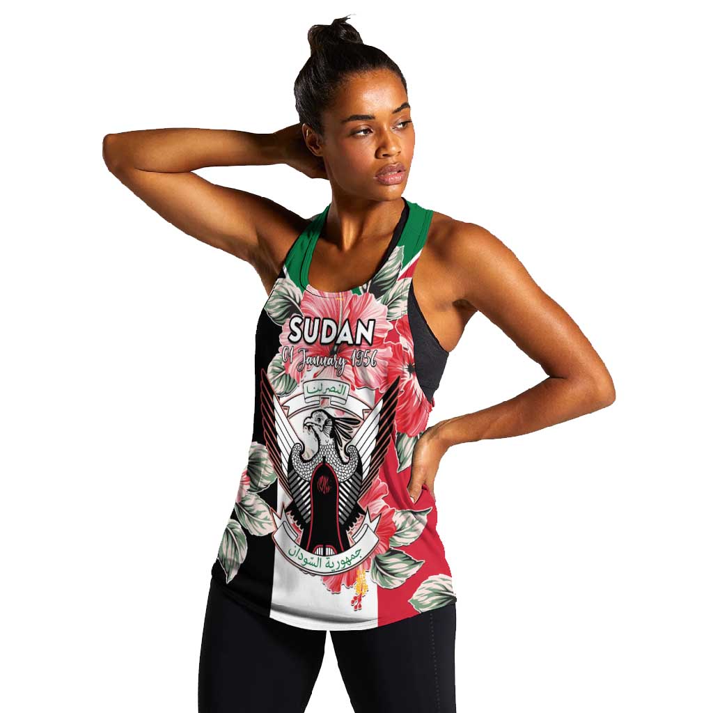 Personalized Afro Sudan Women Racerback Tank Happy Independence Day
