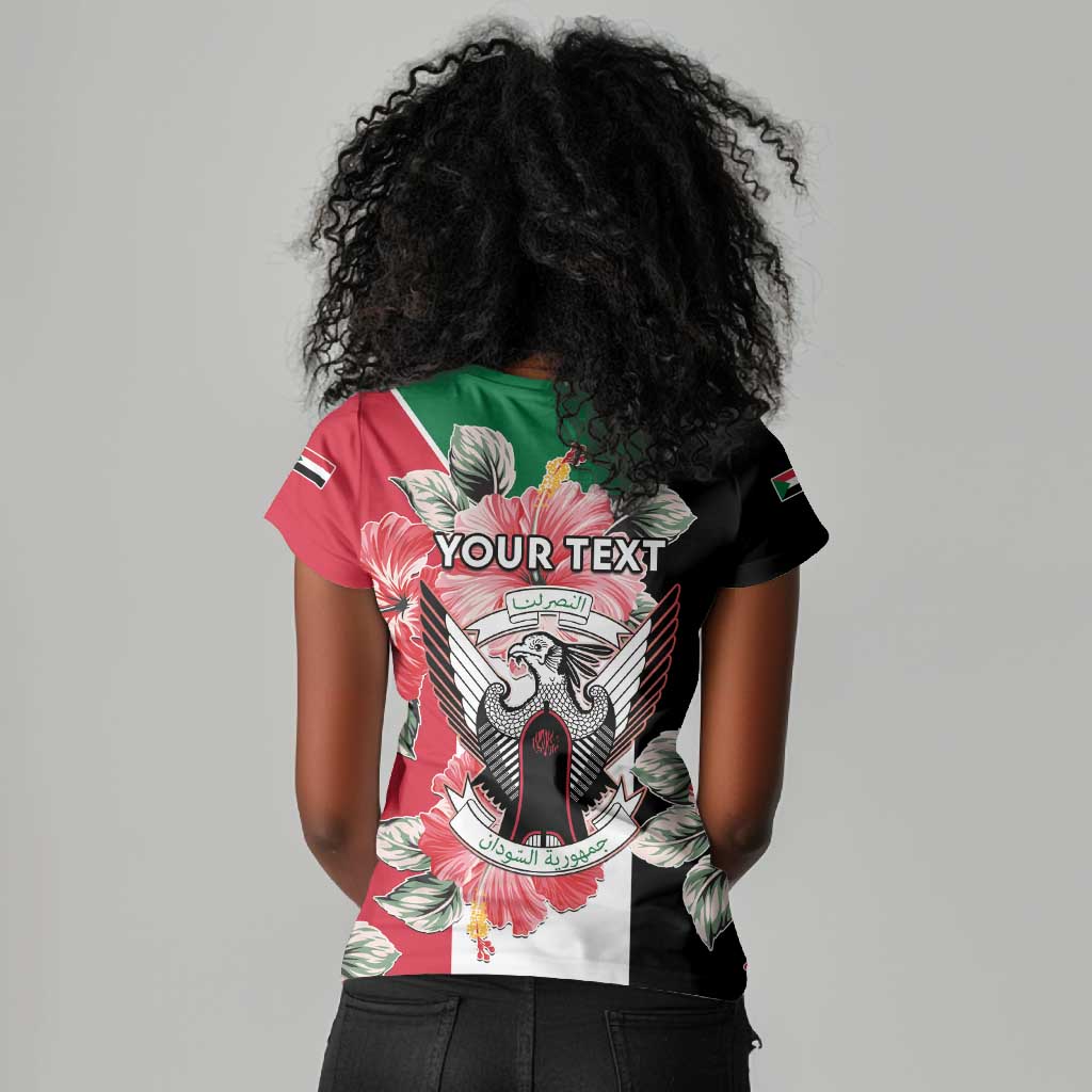 Personalized Afro Sudan Women V-Neck T-Shirt Happy Independence Day