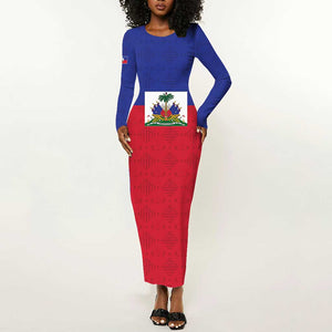 Afro Pride of Haiti Football Long Sleeve Bodycon Dress Return to the World Stage - African Pride