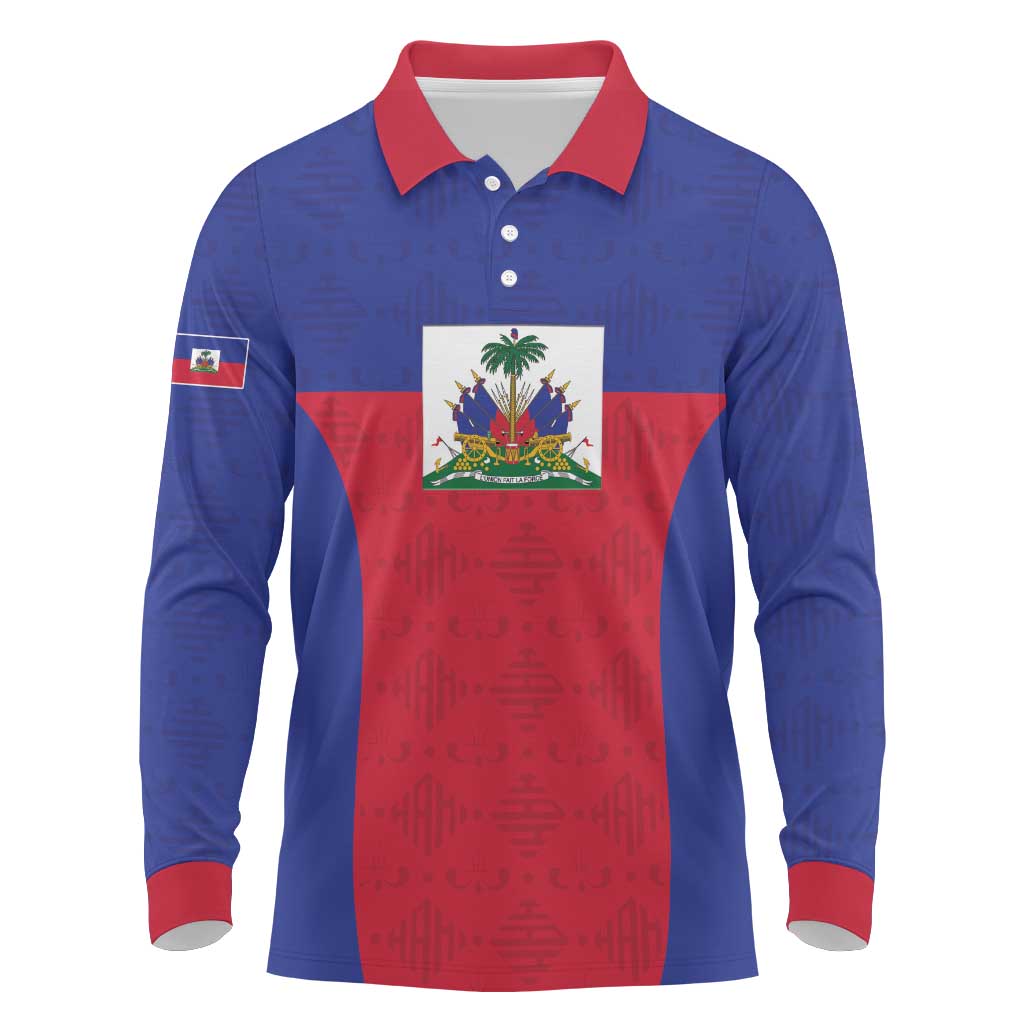Afro Pride of Haiti Football Long Sleeve Polo Shirt Return to the World Stage - African Pride