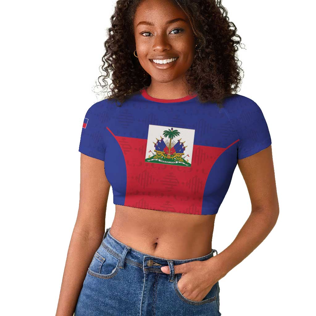 Afro Pride of Haiti Football Raglan Cropped T shirt Return to the World Stage - African Pride