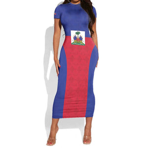 Afro Pride of Haiti Football Short Sleeve Bodycon Dress Return to the World Stage - African Pride