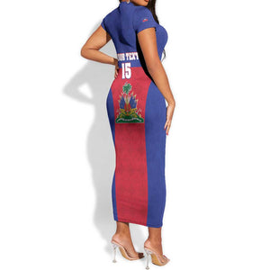 Afro Pride of Haiti Football Short Sleeve Bodycon Dress Return to the World Stage - African Pride