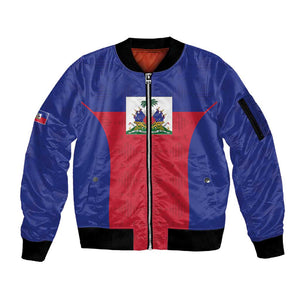 Afro Pride of Haiti Football Sleeve Zip Bomber Jacket Return to the World Stage - African Pride