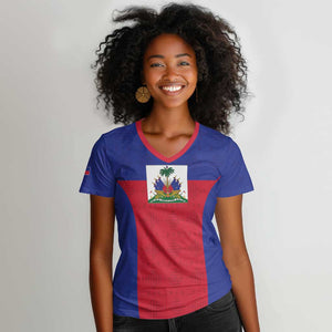 Afro Pride of Haiti Football Women V-Neck T-Shirt Return to the World Stage - African Pride