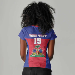 Afro Pride of Haiti Football Women V-Neck T-Shirt Return to the World Stage - African Pride