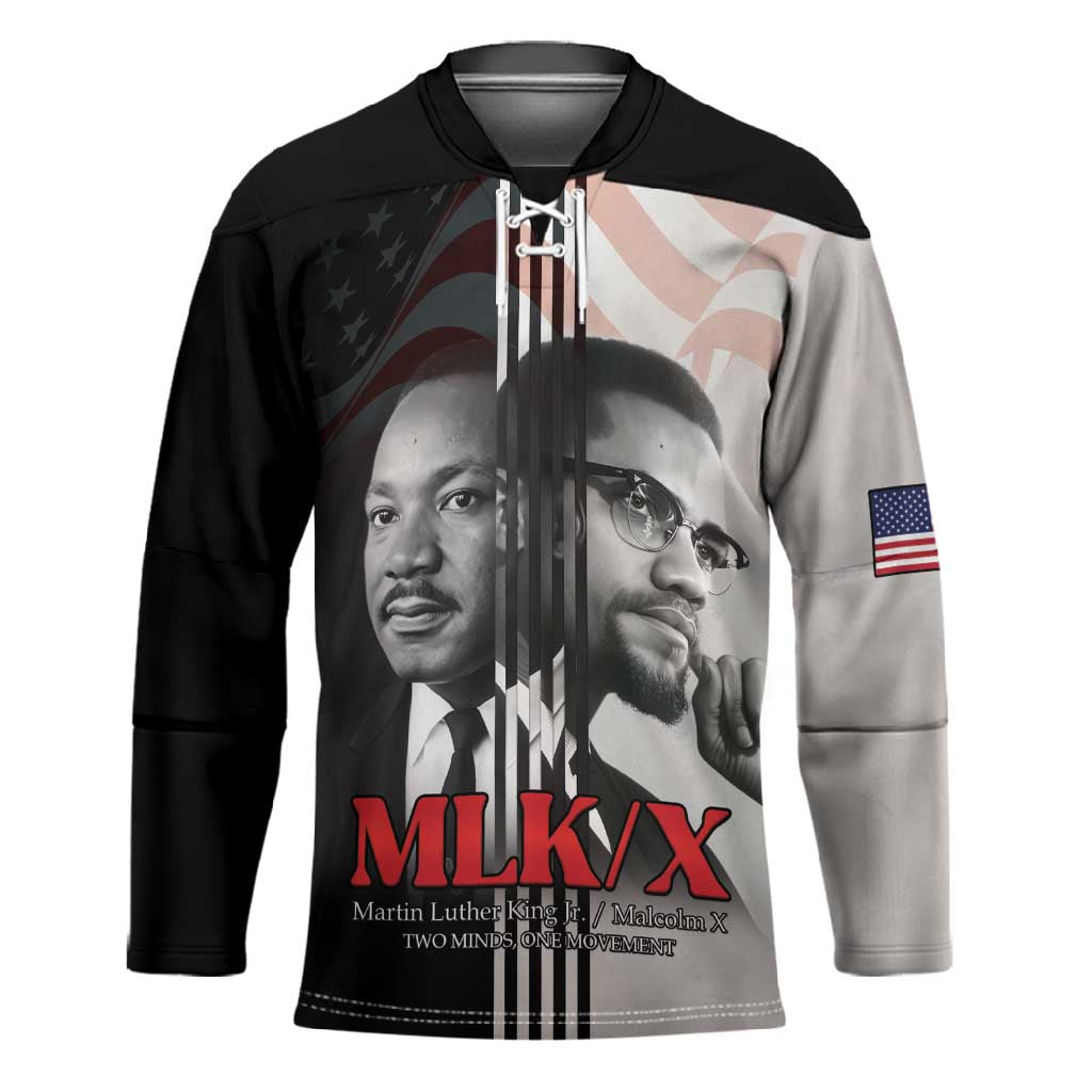 Martin Luther King And Malcolm X Hockey Jersey Two Minds One Movement