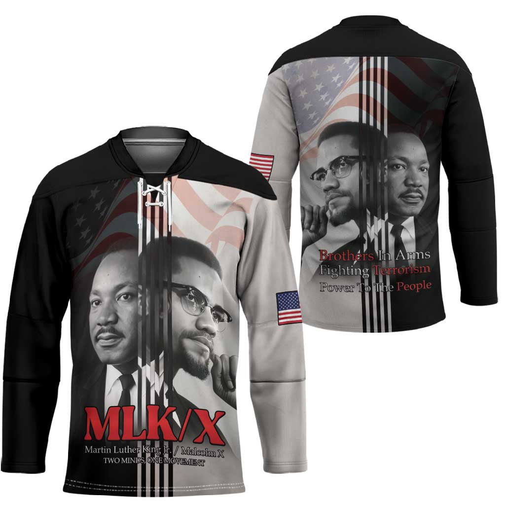 Martin Luther King And Malcolm X Hockey Jersey Two Minds One Movement