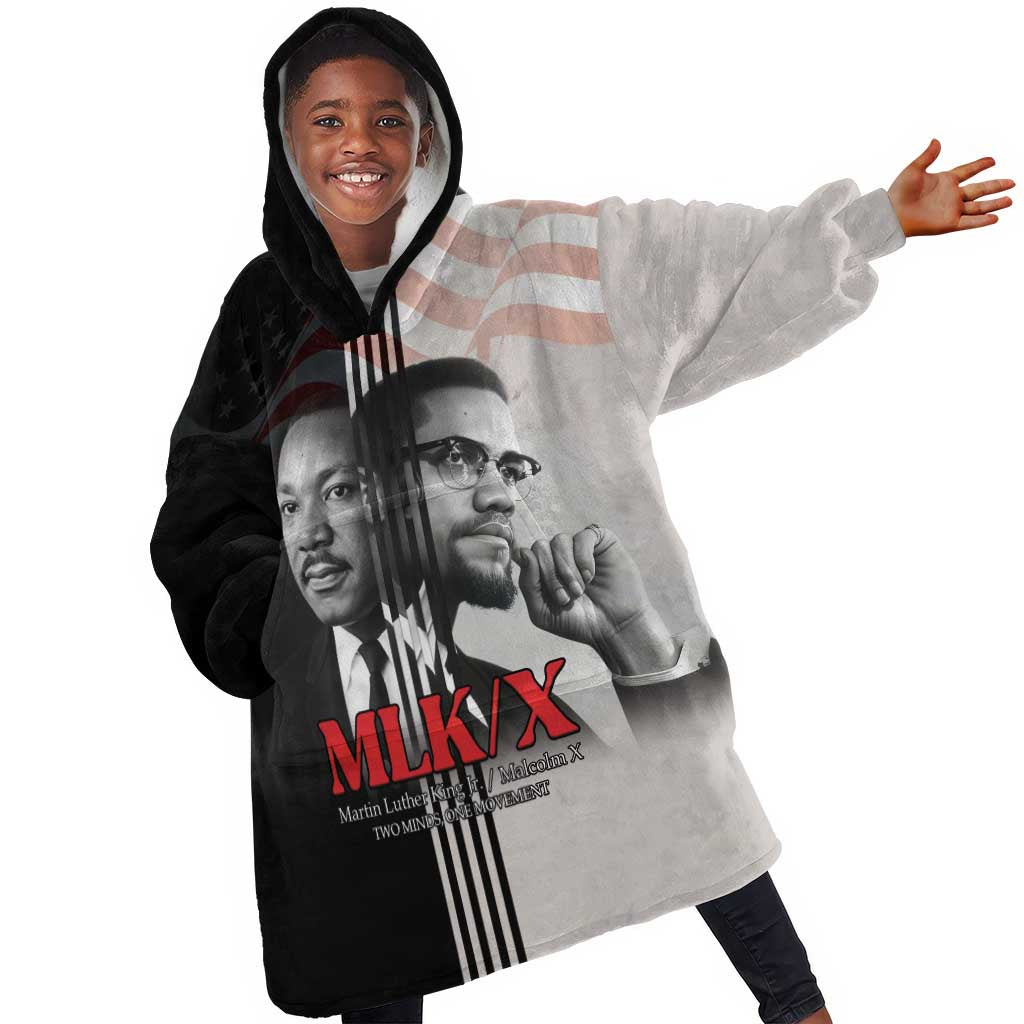 Civil Rights Legends Kid Wearable Blanket Hoodie Martin Luther King And Malcolm X - African Pride