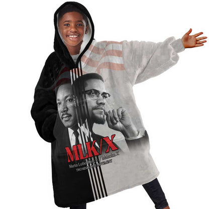Civil Rights Legends Kid Wearable Blanket Hoodie Martin Luther King And Malcolm X - African Pride