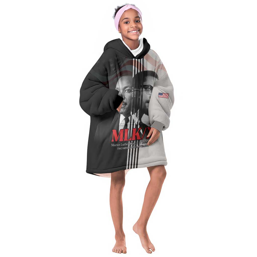 Civil Rights Legends Kid Wearable Blanket Hoodie Martin Luther King And Malcolm X - African Pride
