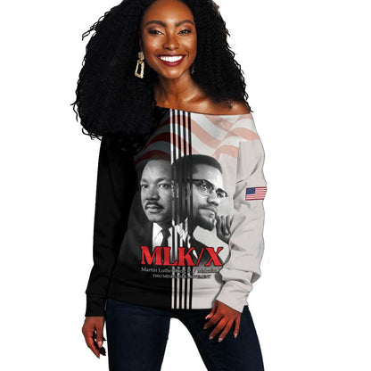 Civil Rights Legends Off Shoulder Sweater Martin Luther King And Malcolm X - African Pride