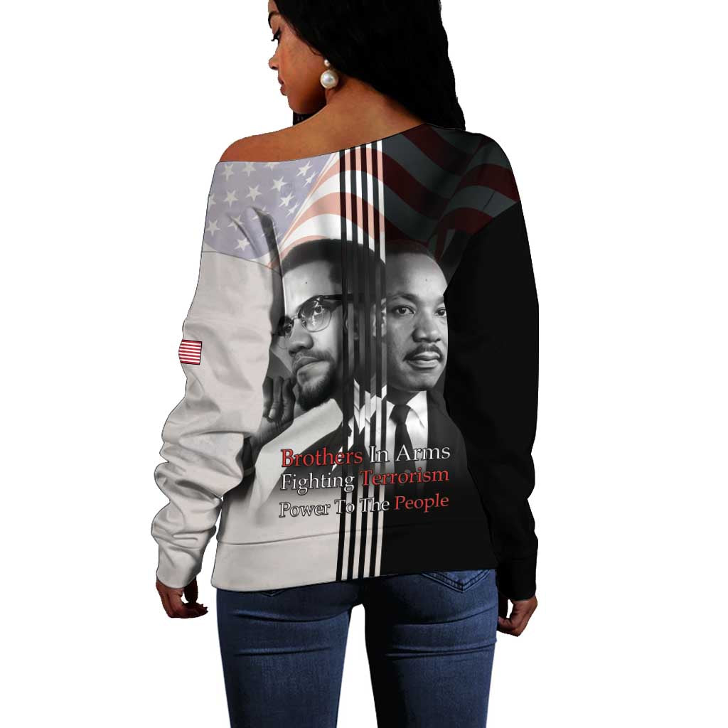 Civil Rights Legends Off Shoulder Sweater Martin Luther King And Malcolm X - African Pride