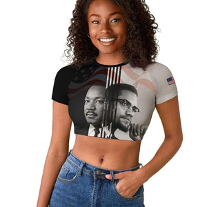 Civil Rights Legends Raglan Cropped T shirt Martin Luther King And Malcolm X - African Pride